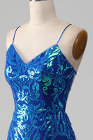Laden Sie das Bild in den Galerie-Viewer, Königsblaues Meerjungfrauen glitzerndes Ballkleid mit Schlitz