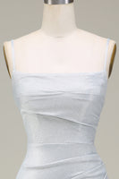 Laden Sie das Bild in den Galerie-Viewer, Graues Mermaid Funkelnd Abschlussballkleid mit Plissee