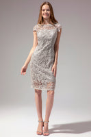 Laden Sie das Bild in den Galerie-Viewer, Graues Spitzenkleid für die Brautmutter