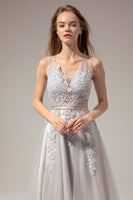 Laden Sie das Bild in den Galerie-Viewer, Graues Hochzeitsfeier Kleid