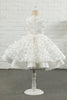 Laden Sie das Bild in den Galerie-Viewer, Weiße Applikation Ärmelloses Blumenmädchenkleid
