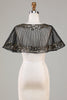 Laden Sie das Bild in den Galerie-Viewer, Schwarzer Umhang mit Perlen glitzer aus den 1920er Jahren für Damen