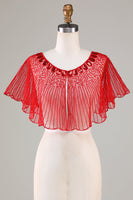 Laden Sie das Bild in den Galerie-Viewer, Pailletten Schwarz Glitzer 1920er Jahre Umhang mit Perlen