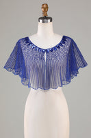 Laden Sie das Bild in den Galerie-Viewer, Pailletten Schwarz Glitzer 1920er Jahre Umhang mit Perlen