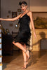 Laden Sie das Bild in den Galerie-Viewer, Schwarzes Roaring 20s Gatsby Fransen Flapper Kleid