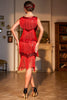 Laden Sie das Bild in den Galerie-Viewer, Rotes Fransen Roaring 20s Paillettenkleid