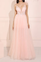 Laden Sie das Bild in den Galerie-Viewer, Funkeln Langes Rosa Ballkleid