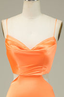 Laden Sie das Bild in den Galerie-Viewer, Bodycon Orange Spaghettiträger Abiballkleid