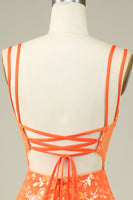 Laden Sie das Bild in den Galerie-Viewer, Wunderschönes Orange Bodycon Kleid mit Schnürung