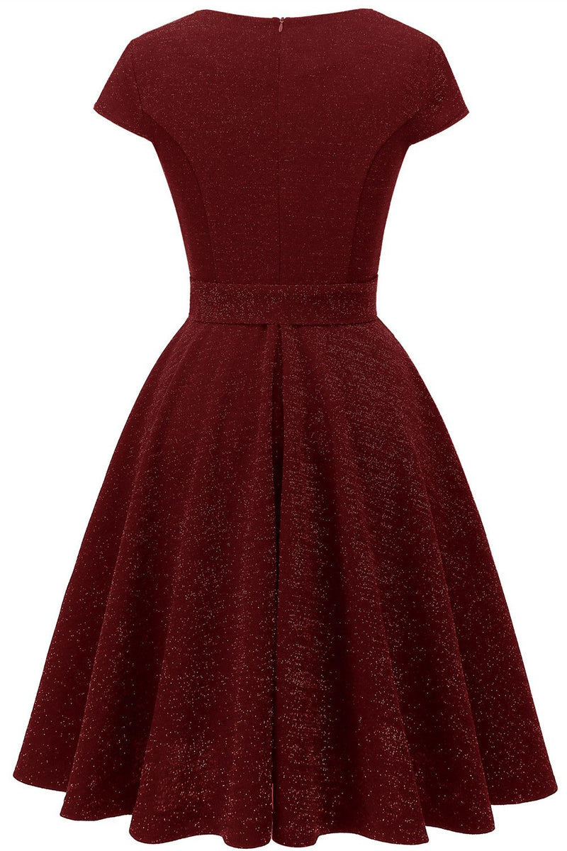 Laden Sie das Bild in den Galerie-Viewer, Dunkelgrünes Vintage 1950er Jahre Kleid mit Schärpe