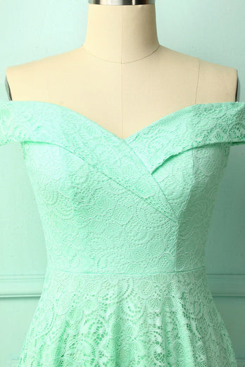 Off-Schulter Mintgrün Kleid