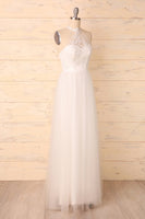 Laden Sie das Bild in den Galerie-Viewer, Hoher Hals Weißes Kleid