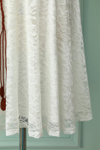 Weißes Spitze Midi Kleid