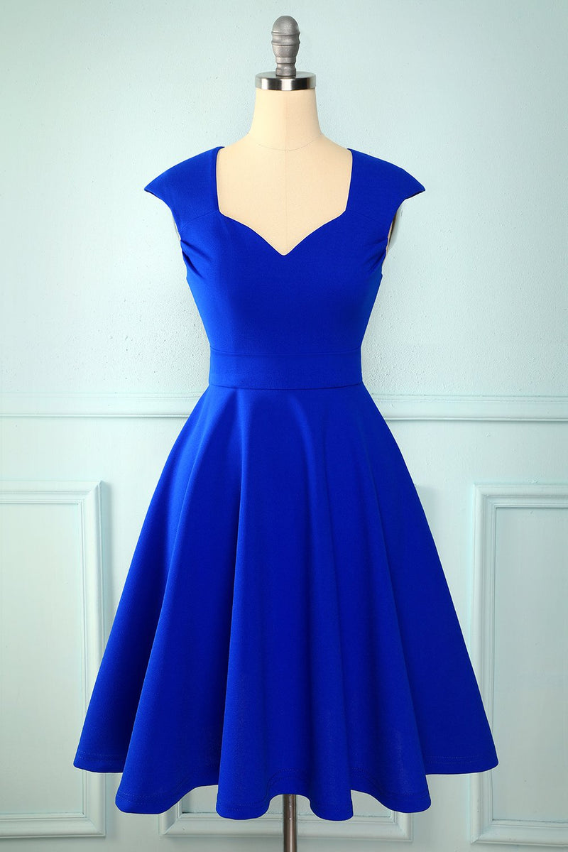 Laden Sie das Bild in den Galerie-Viewer, Königsblau Einfarbig Kleid