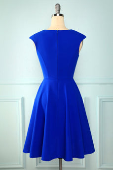 Königsblau Einfarbig Kleid