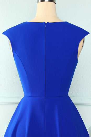 Königsblau Einfarbig Kleid