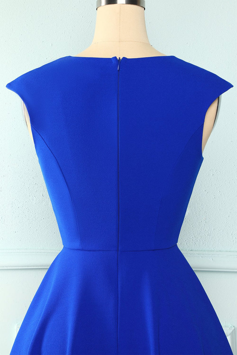 Laden Sie das Bild in den Galerie-Viewer, Königsblau Einfarbig Kleid