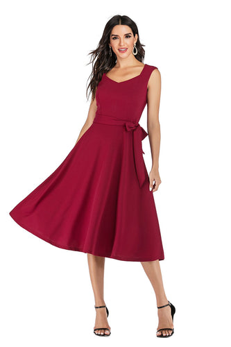 Burgundy Kleid Einfarbig