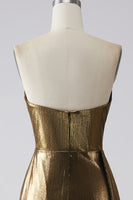 Laden Sie das Bild in den Galerie-Viewer, Funkelndes Mermaid Goldenes Langes Ballkleid mit Schlitz