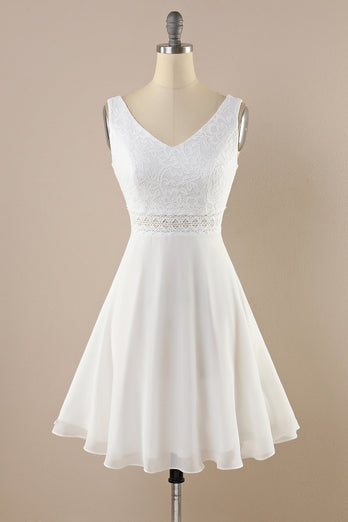 Weißes Spitze Chiffon Vintage Kleid