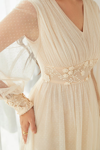 Aprikose V-Ausschnitt Mutter der Braut Kleid