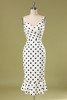 Laden Sie das Bild in den Galerie-Viewer, Schwarz und Weiß Polka Dots Mermaid Sommerkleid