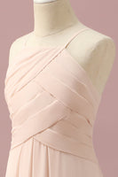 Laden Sie das Bild in den Galerie-Viewer, Elfenbein Neckholder A-Linie Chiffon Junior Brautjungfernkleid