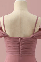 Laden Sie das Bild in den Galerie-Viewer, Blush Spaghetti Träger Chiffon Junior Brautjungfernkleid