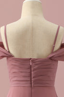 Laden Sie das Bild in den Galerie-Viewer, Blush Spaghetti Träger Chiffon Junior Brautjungfernkleid