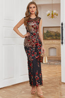 Laden Sie das Bild in den Galerie-Viewer, Scheide Rundhalsausschnitt Dunkelgrünes Perlenbesetztes Partykleid