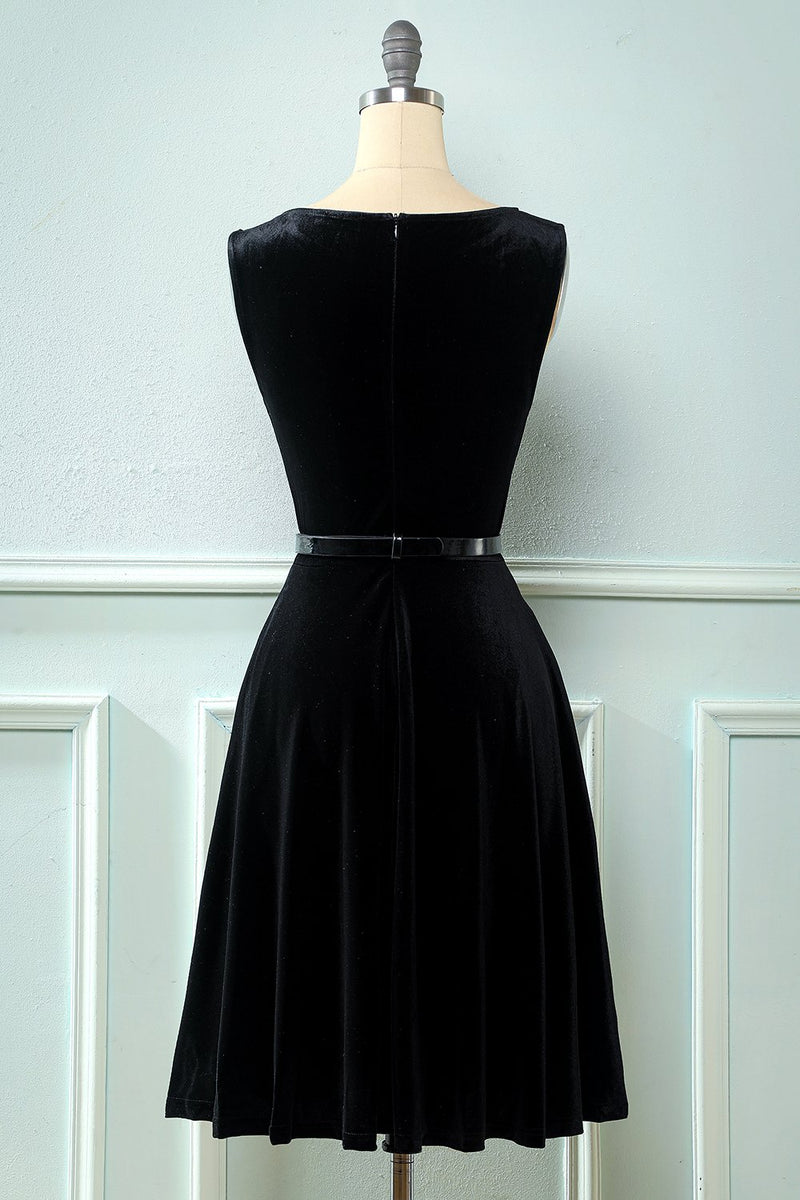 Laden Sie das Bild in den Galerie-Viewer, Samt Vintage Kleid aus den 1950er Jahren