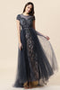 Laden Sie das Bild in den Galerie-Viewer, Glitzerndes marineblaues langes formelles Kleid