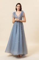 Laden Sie das Bild in den Galerie-Viewer, Glitzerndes gelbes Perlen A-Linie Kleid