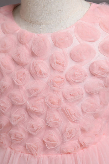Rosa Blumenmädchenkleid mit Bowknot