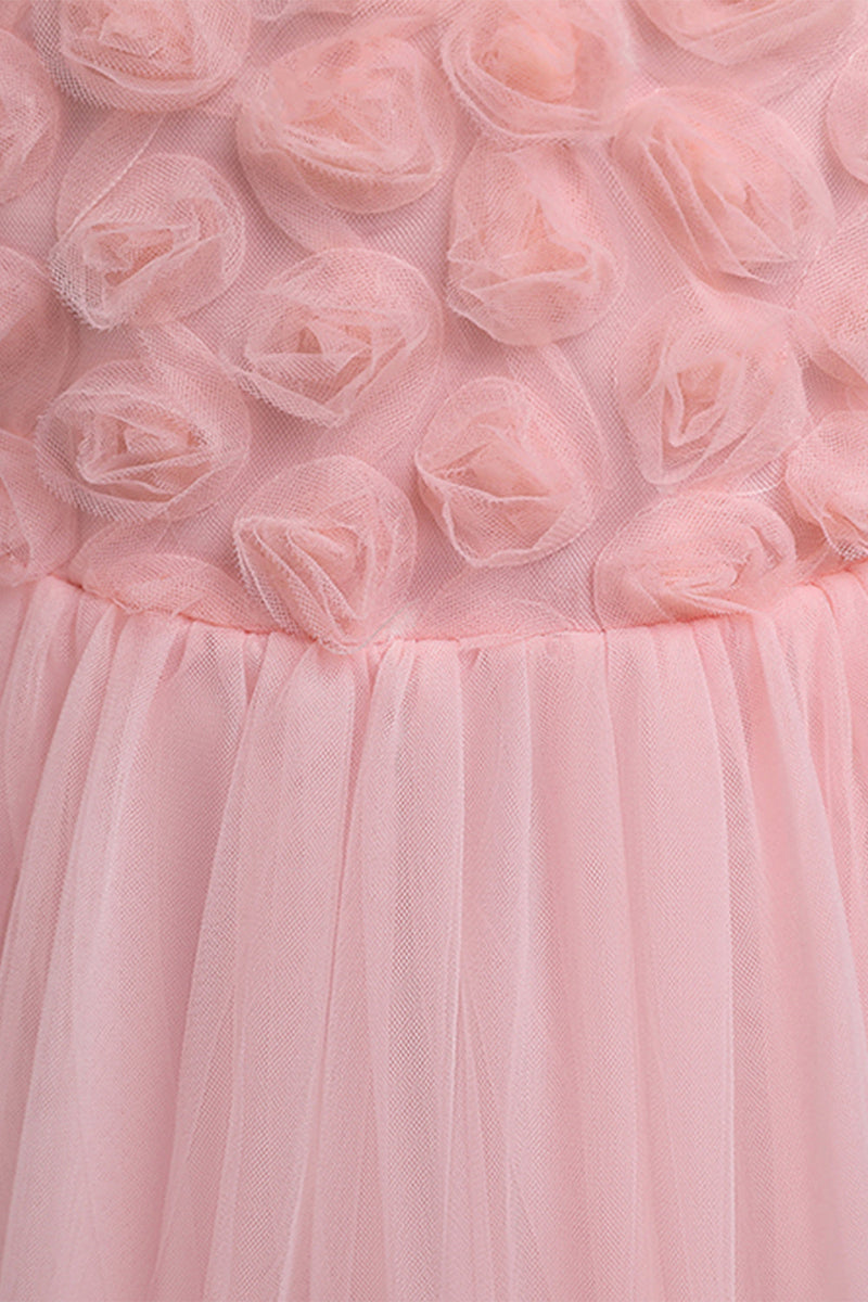 Laden Sie das Bild in den Galerie-Viewer, Rosa Blumenmädchenkleid mit Bowknot