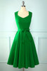 Laden Sie das Bild in den Galerie-Viewer, Dunkelgrün Große Größen Vintage Swing Kleid