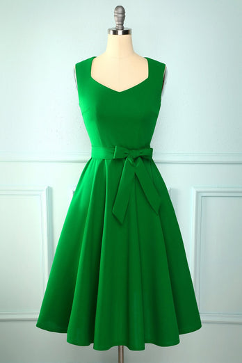 Dunkelgrün Große Größen Vintage Swing Kleid