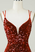 Laden Sie das Bild in den Galerie-Viewer, Mantel Königsblau Pailletten Kurzes Abschlussballkleid mit Schnürung