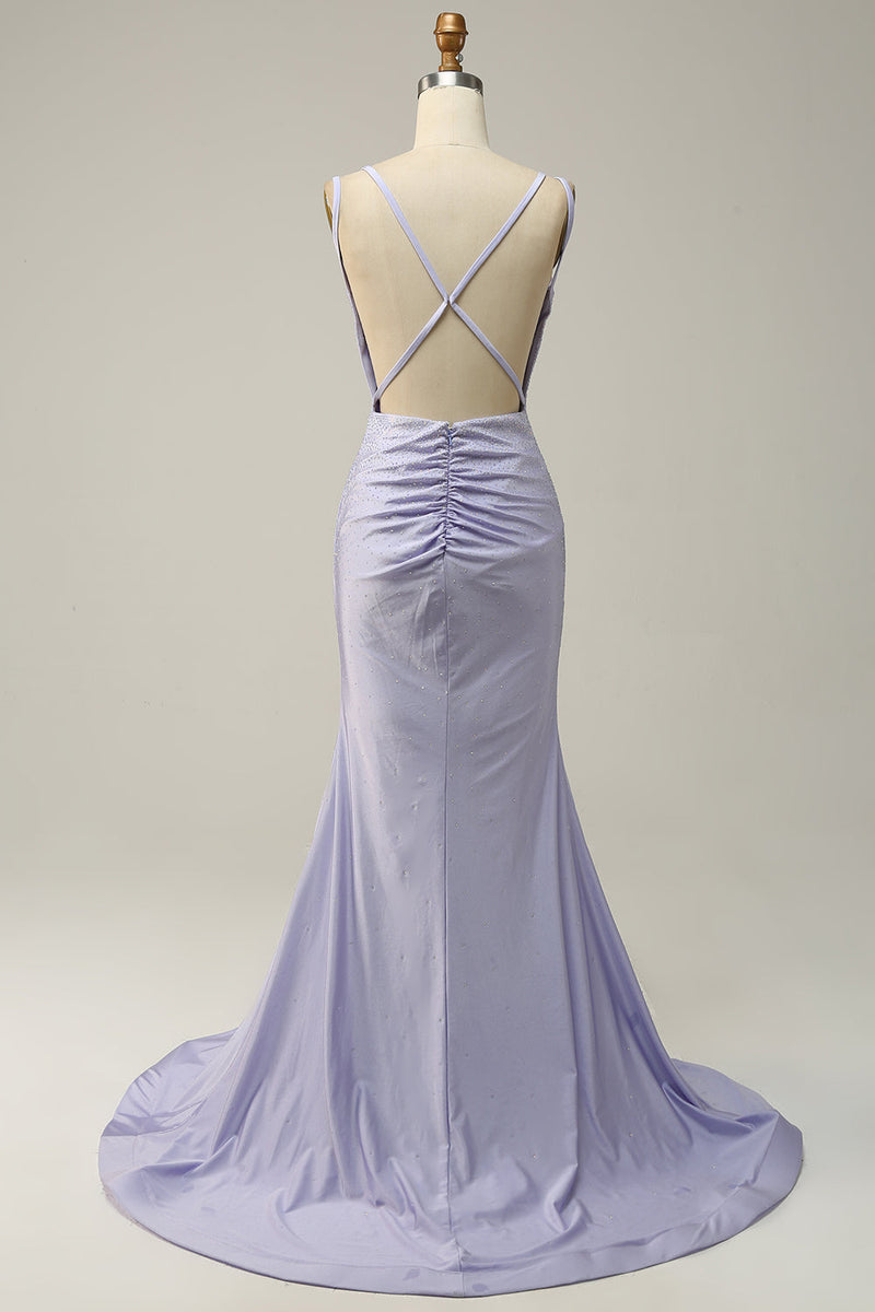 Laden Sie das Bild in den Galerie-Viewer, Lavendel Meerjungfrau Perlstickerei Glitzerndes Ballkleid