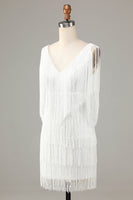 Laden Sie das Bild in den Galerie-Viewer, Mini Cocktailkleid mit V-Ausschnitt und Quaste