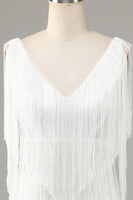 Laden Sie das Bild in den Galerie-Viewer, Mini Cocktailkleid mit V-Ausschnitt und Quaste