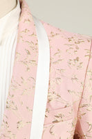 Laden Sie das Bild in den Galerie-Viewer, Hellrosa Schal Revers Jacquard Herren Ballanzüge