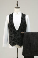 Laden Sie das Bild in den Galerie-Viewer, Schwarzer Peak Jacquard Herren Abschlussballanzug