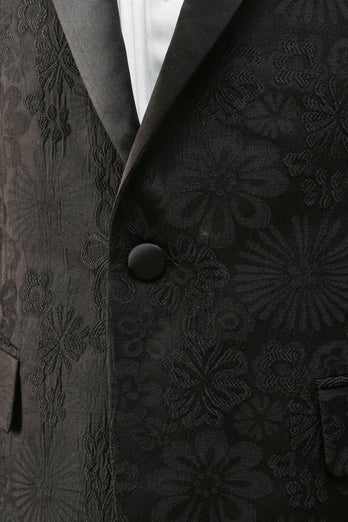 Peak Revers schwarzer Jacquard-Anzug für Herren