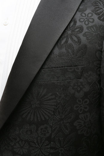 Peak Revers schwarzer Jacquard-Anzug für Herren