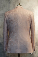 Laden Sie das Bild in den Galerie-Viewer, Peak Revers Ein-Knopf Dunkelblau Jacquard Herren Hochzeitsfeier Anzüge