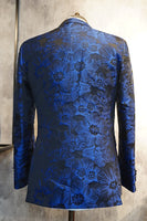 Laden Sie das Bild in den Galerie-Viewer, Peak Revers Jacquard Zwei Knöpfe Königsblau Einreiher Herren Ballblazer