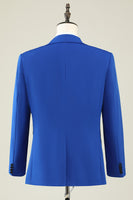 Laden Sie das Bild in den Galerie-Viewer, Tailliert Peak Revers Ein Knopf Blaue Herren Ballanzüge