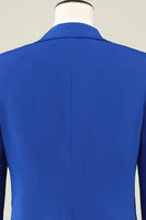 Laden Sie das Bild in den Galerie-Viewer, Tailliert Peak Revers Ein Knopf Blaue Herren Ballanzüge