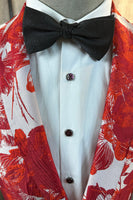 Laden Sie das Bild in den Galerie-Viewer, Roter Blumen-Jacquard 2-teilige Herren-Ballanzüge